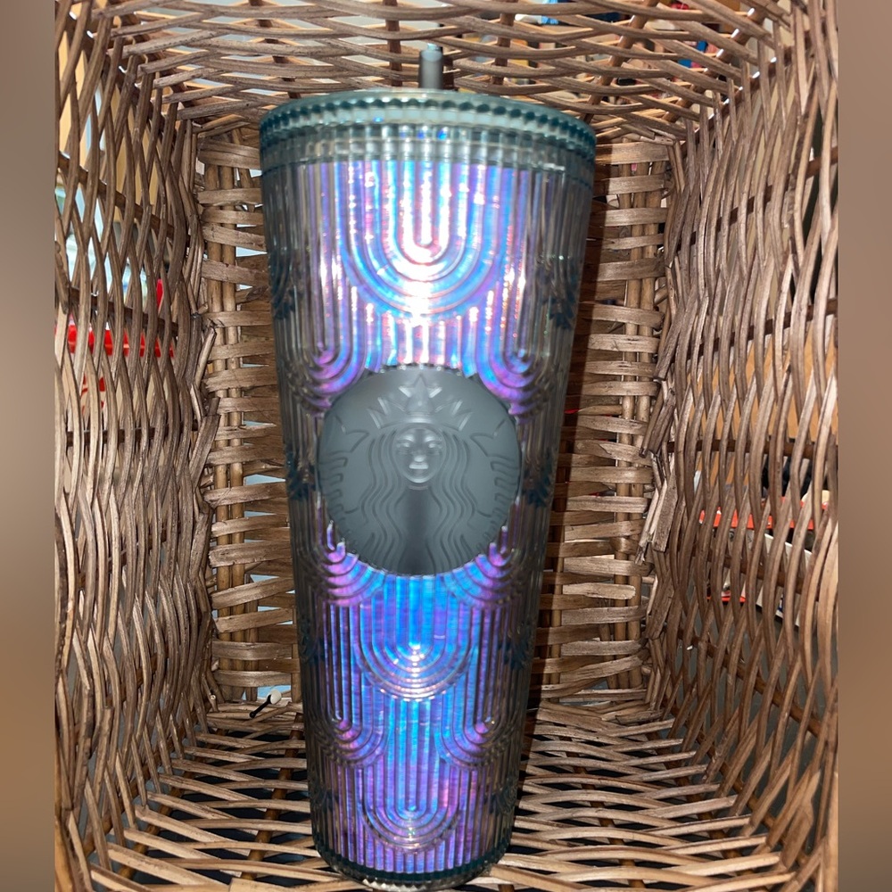 Starbucks Venti Tumbler Iridescent Rare Holographic Ridged Mermaid Scale 24oz